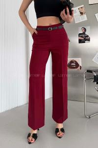 Claret Red Crepe Fabric High Waist Material Pants