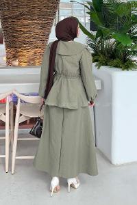 Lamelif Bebe Yaka Fermuarlı Takım Asker Yeşili