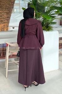 Plum Peter Pan Collar Long Arm Ayrobin Straight Skirt Suit