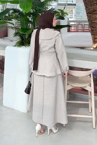 Lamelif Bebe Yaka Fermuarlı Takım Vizonrengi