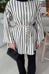 Cream Shirt Collar Long Arm Cotton Unprinted Shirt