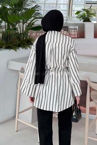 Cream Shirt Collar Long Arm Cotton Unprinted Shirt