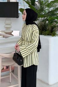 Yellow Shirt Collar Long Arm Cotton Unprinted Shirt