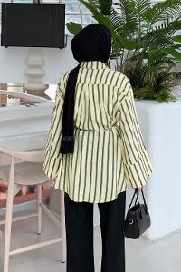 Yellow Shirt Collar Long Arm Cotton Unprinted Shirt