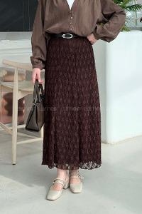 Bitter Brown Cotton Straight Skirt Skirt