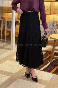 Black Cotton Straight Skirt Skirt