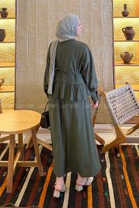 Lamelif Etek Ucu Pileli Bağlamalı Takım Haki