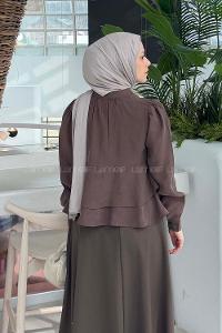 Lamelif Fırfırlı Bluz Acı Kahve