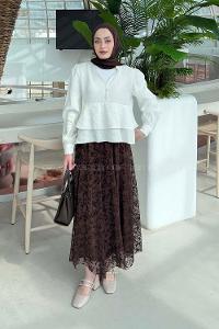 Lamelif Fırfırlı Bluz Ekru