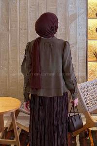 Lamelif Fırfırlı Bluz Haki