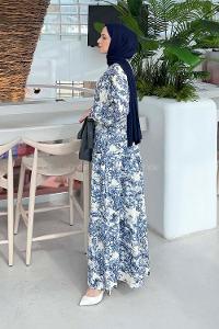 Lamelif Katleya Model Elbise İndigo