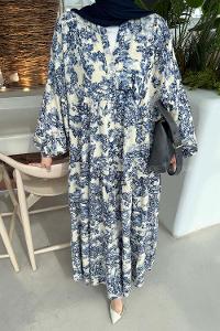 Lamelif Katleya Model Elbise İndigo