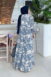 Lamelif Katleya Model Elbise İndigo