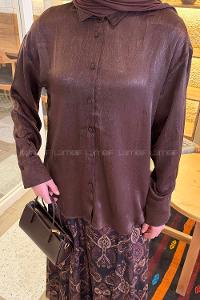 Bitter Brown Shirt Collar Long Arm Polyester Unprinted Shirt