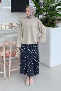 Lamelif Kol Armalı Sweatshirt Bej