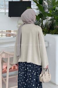 Lamelif Kol Armalı Sweatshirt Bej