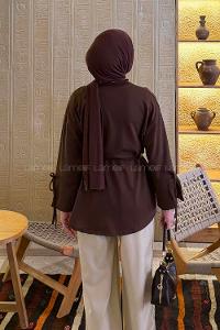 Lamelif Kol Biyeli Sweat Kahverengi