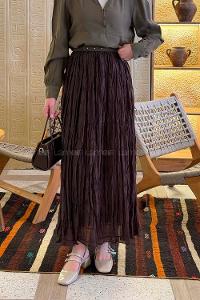 Lamelif Krinkıl Etek Acı Kahve