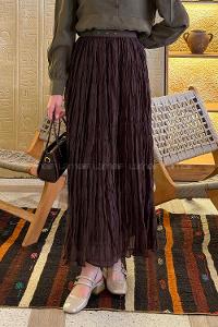 Lamelif Krinkıl Etek Acı Kahve