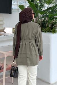 Lamelif Kuşaklı Gömlek Haki