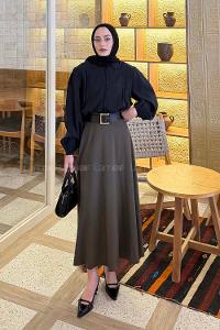 Black Shirt Collar Long Arm Cotton Unprinted Shirt