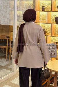 Mink Long Arm Linen Kimono