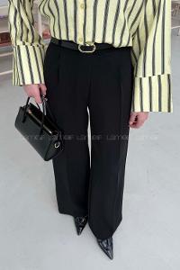 Black Crepe Fabric High Waist Material Pants