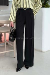 Black Crepe Fabric High Waist Material Pants