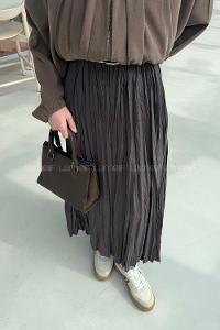 Lamelif Poplin Kraşlı Tesettür Etek Koyu Kahverengi