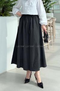 Lamelif Poplin Kumaş Tesettür Etek Koyu Haki