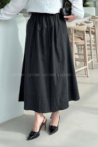 Lamelif Poplin Kumaş Tesettür Etek Koyu Haki