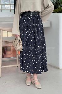 Lamelif Puantiyeli Etek Lacivert