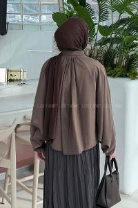 Lamelif Yarasa Kol Ceket Kahve