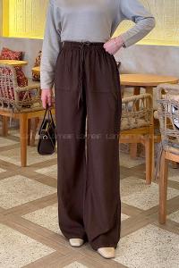 Bitter Brown Linen High Waist Comfortable Pants