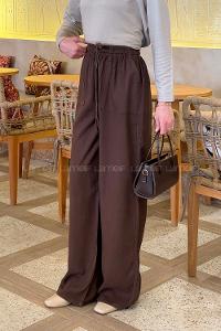 Bitter Brown Linen High Waist Comfortable Pants