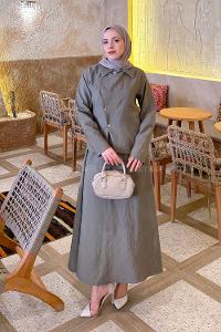 Lamelif Asimetrik Kapamalı Takım Asker Yeşili