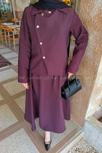 Lamelif Asimetrik Kapamalı Takım Mürdüm