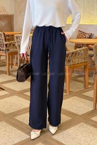 Navy Blue Tensel Normal Waist Comfortable Pants