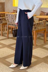 Navy Blue Tensel Normal Waist Comfortable Pants
