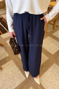 Navy Blue Tensel Normal Waist Comfortable Pants