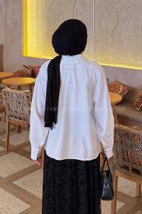 Lamelif Bebe Yaka Bağlamalı Tunik Beyaz