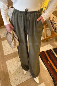 Khaki Viscose Fabric High Waist Comfortable Pants