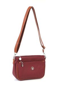 Lamelif Çok Bölmeli Bayan Çapraz Çanta Bordo