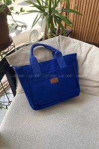 Lamelif Çok Cepli Kanvas Kadın Omuz Çantası Saks Mavisi