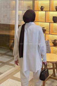 Lamelif Dantel Detaylı Gömlek Taş Rengi