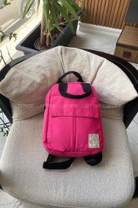 Lamelif Kapaklı Üç Bölmeli Kadın Sırt Çantası Fuşya