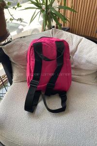 Lamelif Kapaklı Üç Bölmeli Kadın Sırt Çantası Fuşya