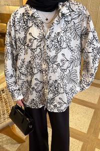 Lamelif Nakışlı Gömlek Siyah