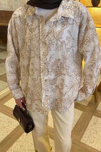 Lamelif Nakışlı Gömlek Vizonrengi