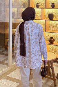 Lamelif Nakışlı Gömlek Vizonrengi